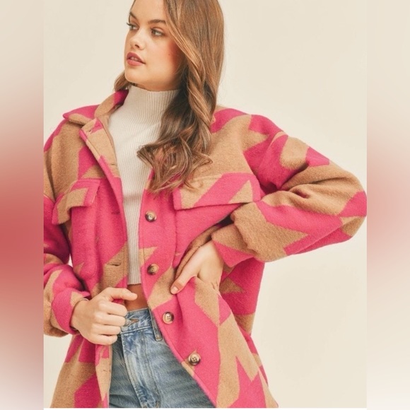 Klesis Shacket in Carmel and Magenta - Picture 1 of 1